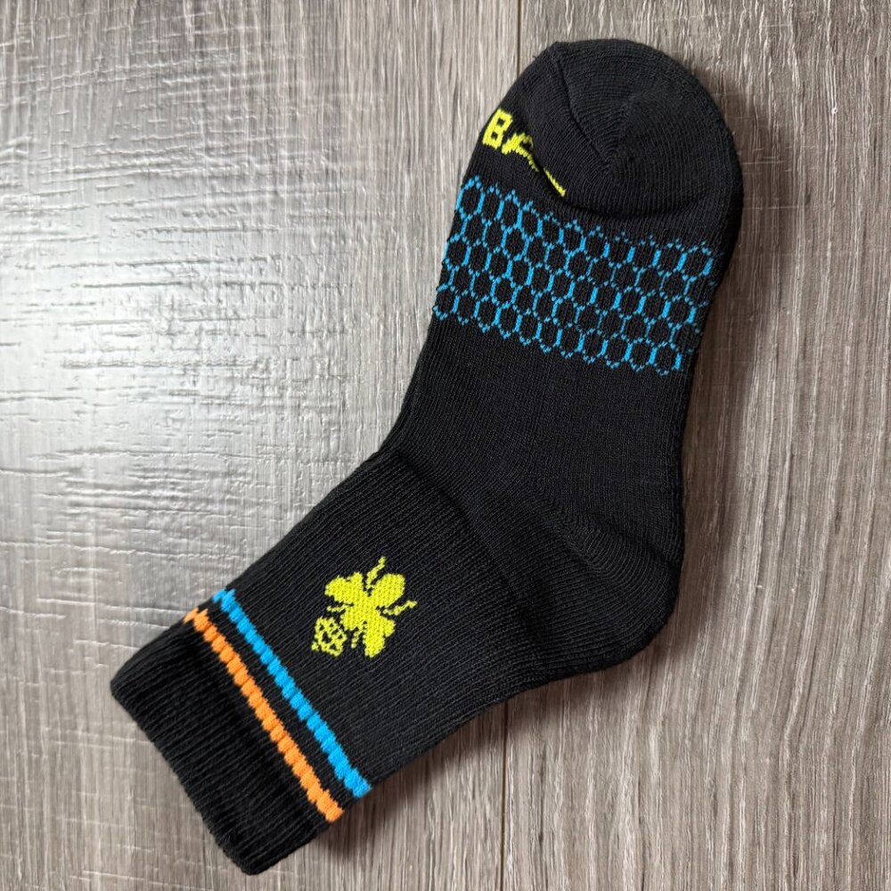 NEW BOMBAS Crew Socks 2 Pack Black Honeycomb Arch Support Size XS Extra Small - Picture 3 of 3